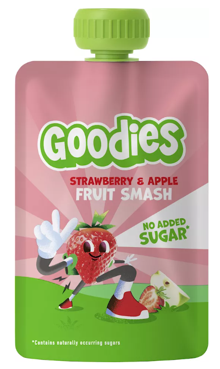 Goodies Fruitpuree Strawberry & Apple Fruit Smash 100gr 6 in doos
