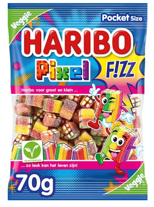 Haribo Pixel F!ZZ (Veggie) zakje 28x70gr